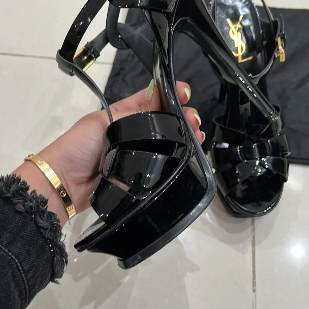 Black YSL Tribute Sandal - Picture 3 of 4